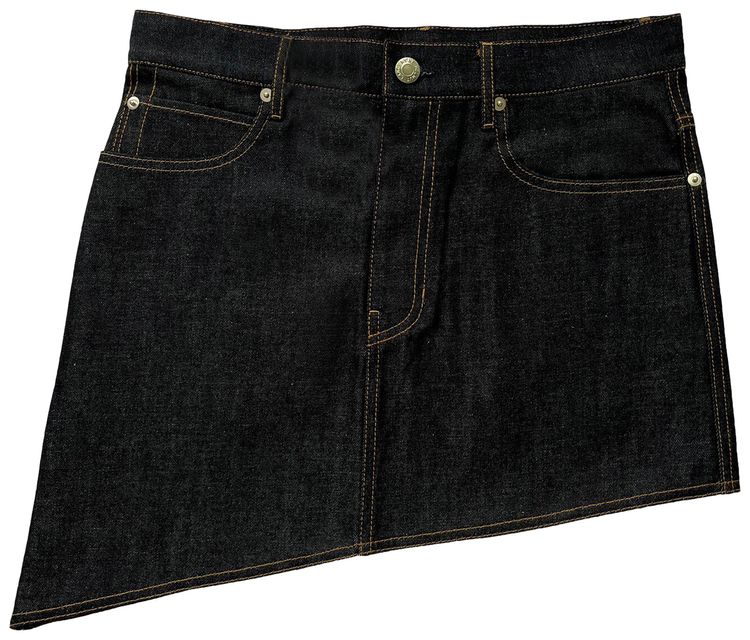 Helmut Lang Asymmetric Mini Skirt Raw Indigo