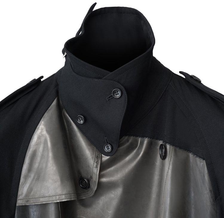 Comme des Garcons Distressed Trench Coat Black