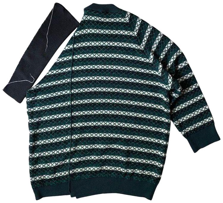 Raf Simons Oversized Jacquard Sweater With Separate Sleeve BlackGreen