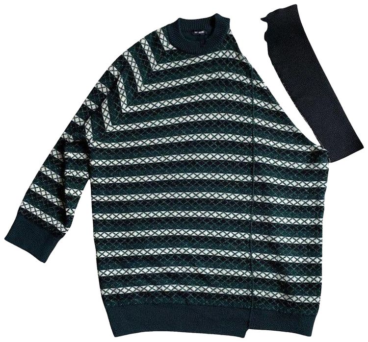 Raf Simons Oversized Jacquard Sweater With Separate Sleeve BlackGreen