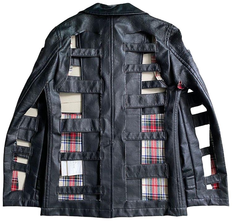 Vintage Comme des Garcons Homme Plus Cut Out Leather Jacket BlackMulticolor