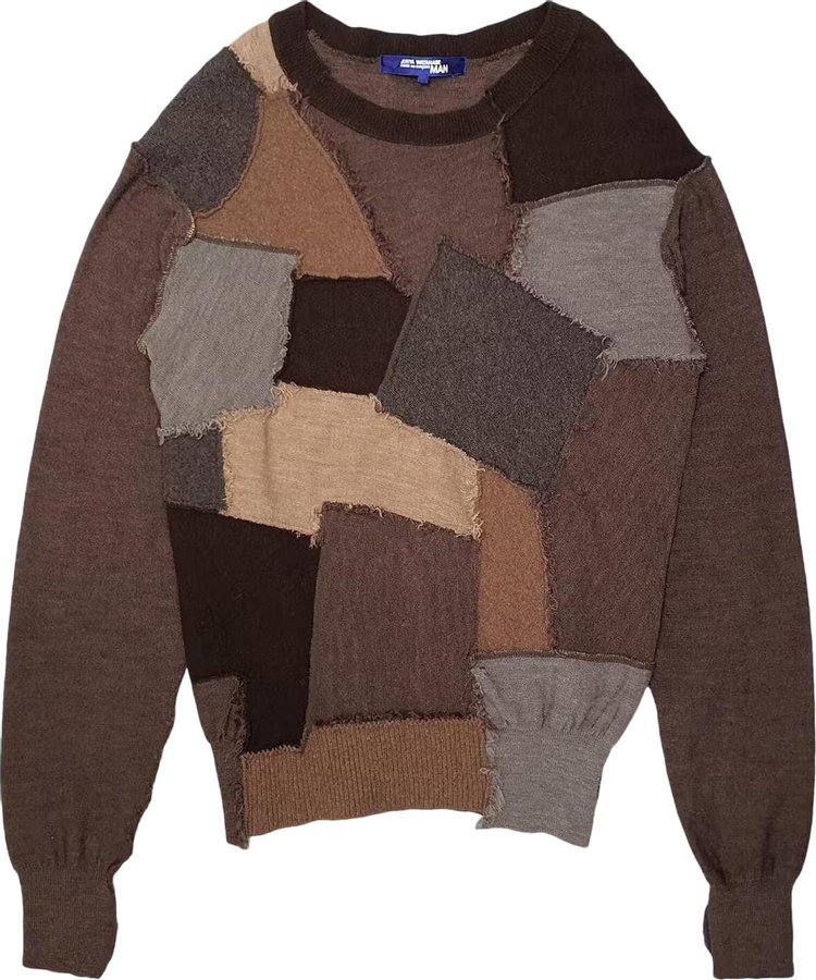 Vintage Junya Watanabe MAN Knit Patchwork Crewneck BrownMulticolor