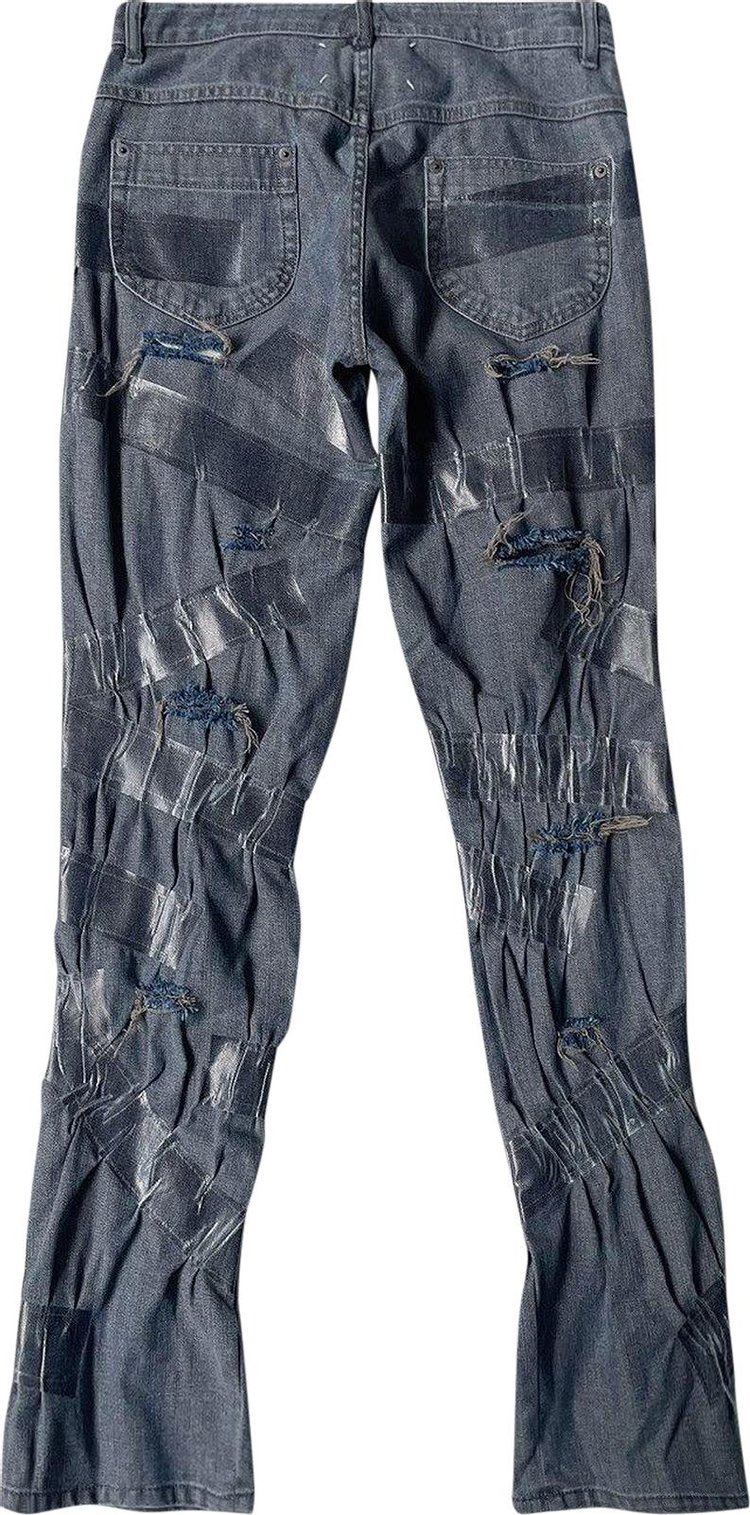 Maison Margiela Distressed Taped Denim Jeans Blue