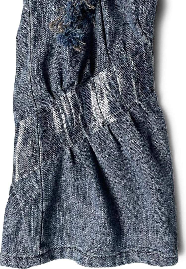 Maison Margiela Distressed Taped Denim Jeans Blue