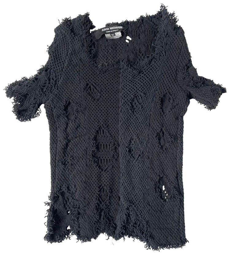 Vintage Comme des Garcons Distressed Mesh Top Black