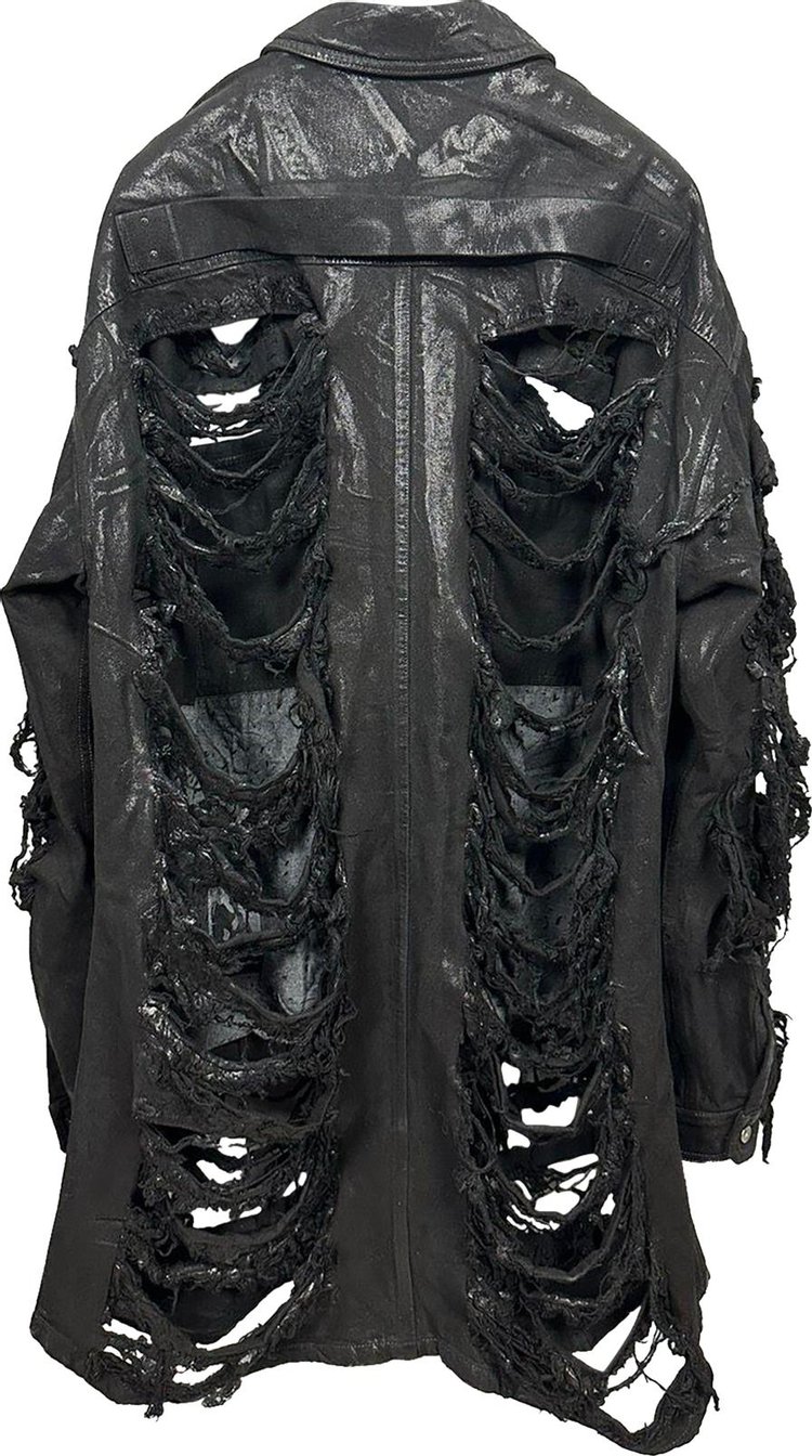 Rick Owens DRKSHDW Shredded Wax Denim Jacket Black