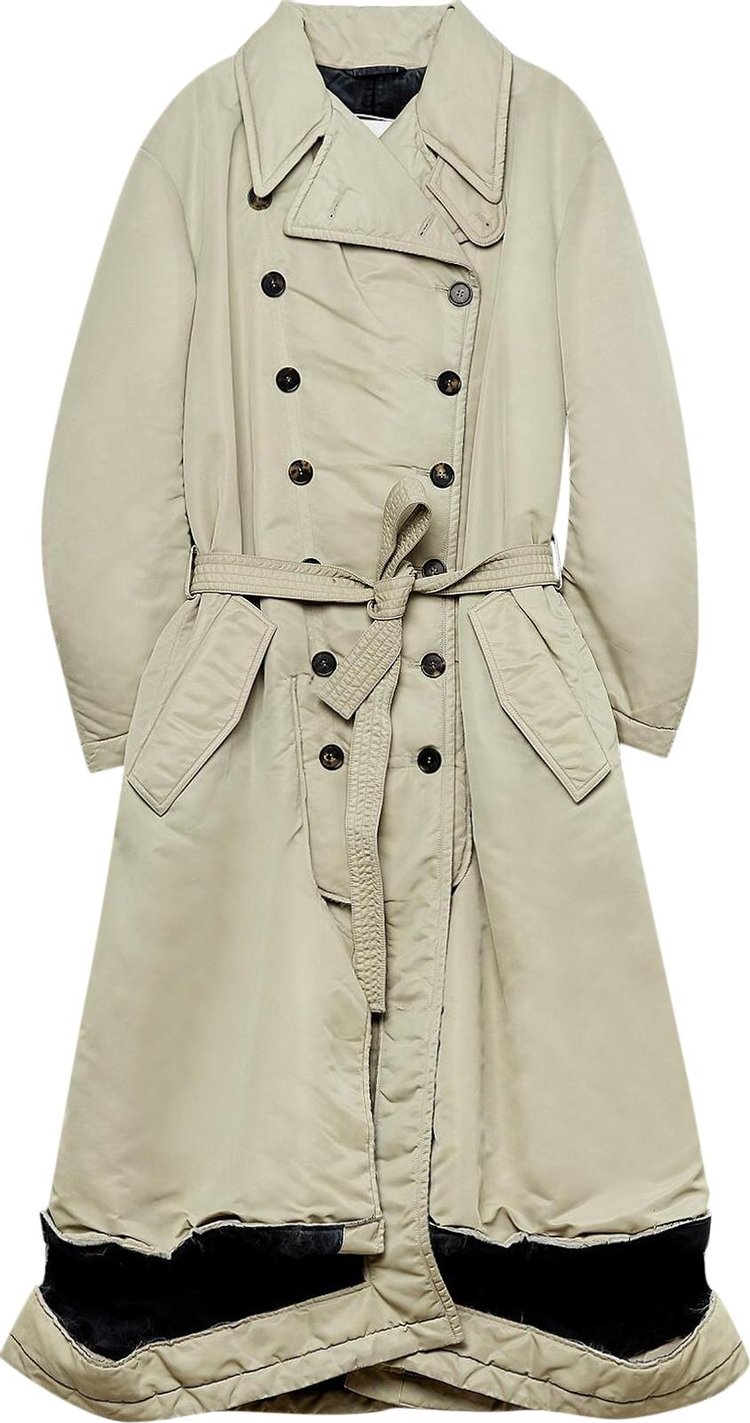 Maison Margiela Double-Breasted Padded Trench With Destructured Edge 'Beige'