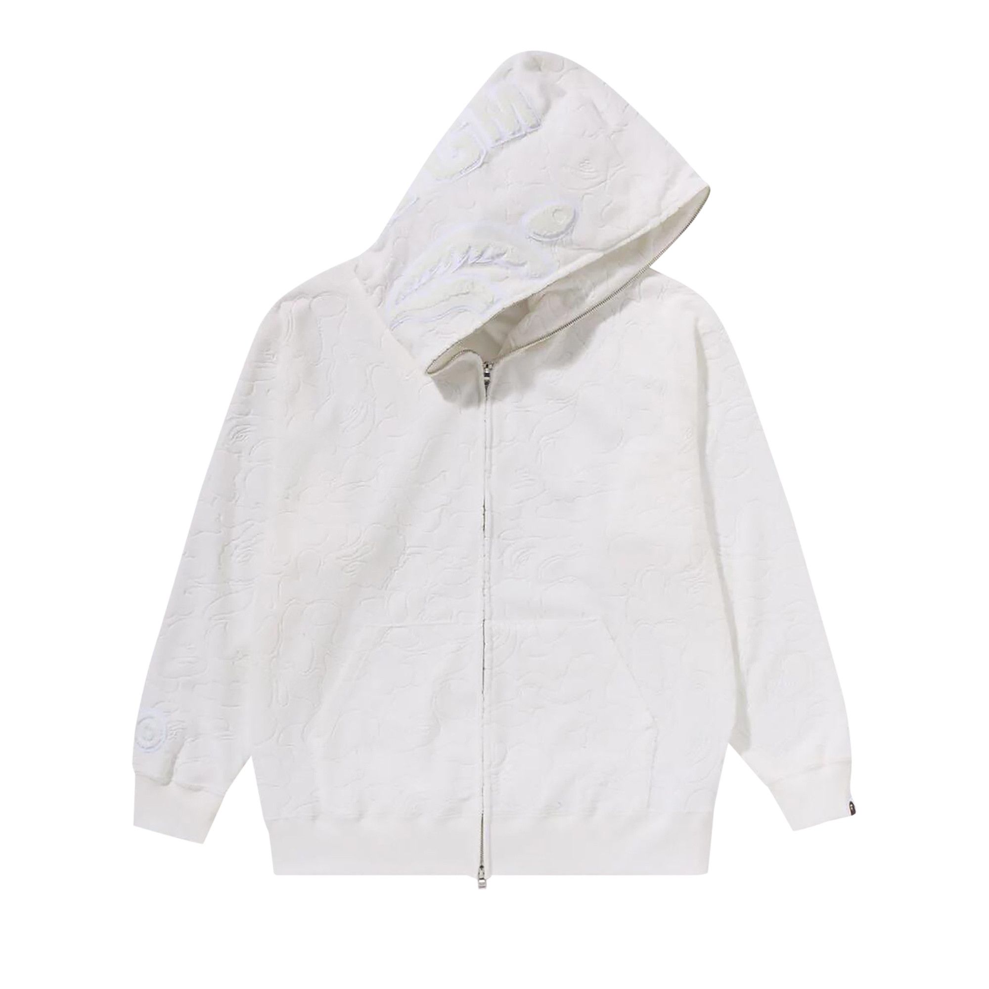 Size s BAPE Line Camo Terry Towel Shark Zip Hoodie White