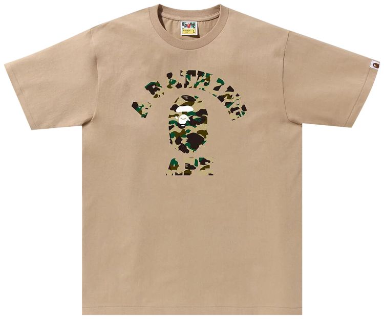 BAPE 1st Camo College Tee BeigeYellow