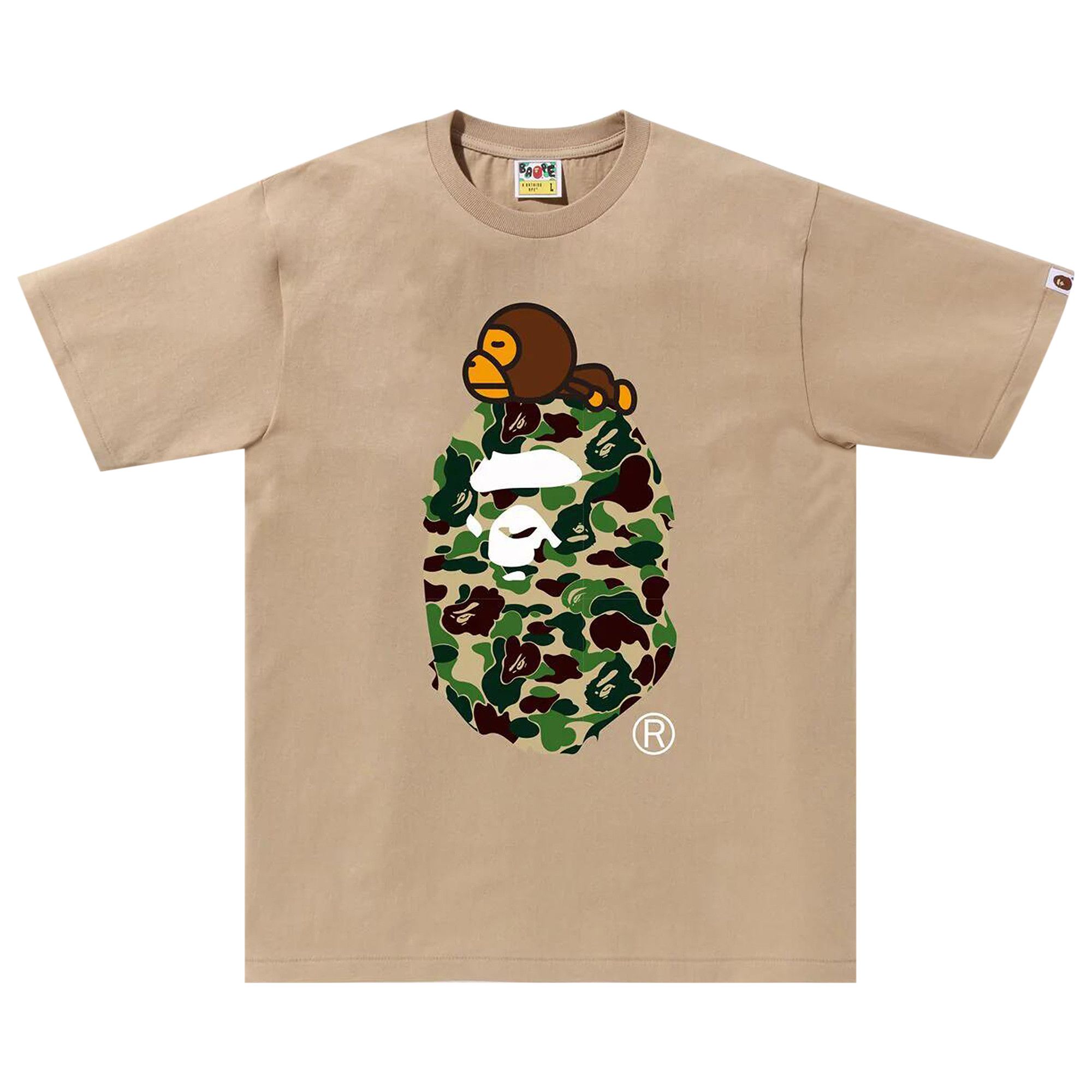 Buy BAPE ABC Camo Milo On Big Ape Tee 'Beige/Green' - 2K30