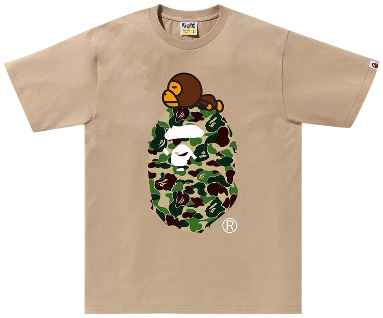 BAPE ABC Camo Milo On Big Ape Tee BeigeGreen
