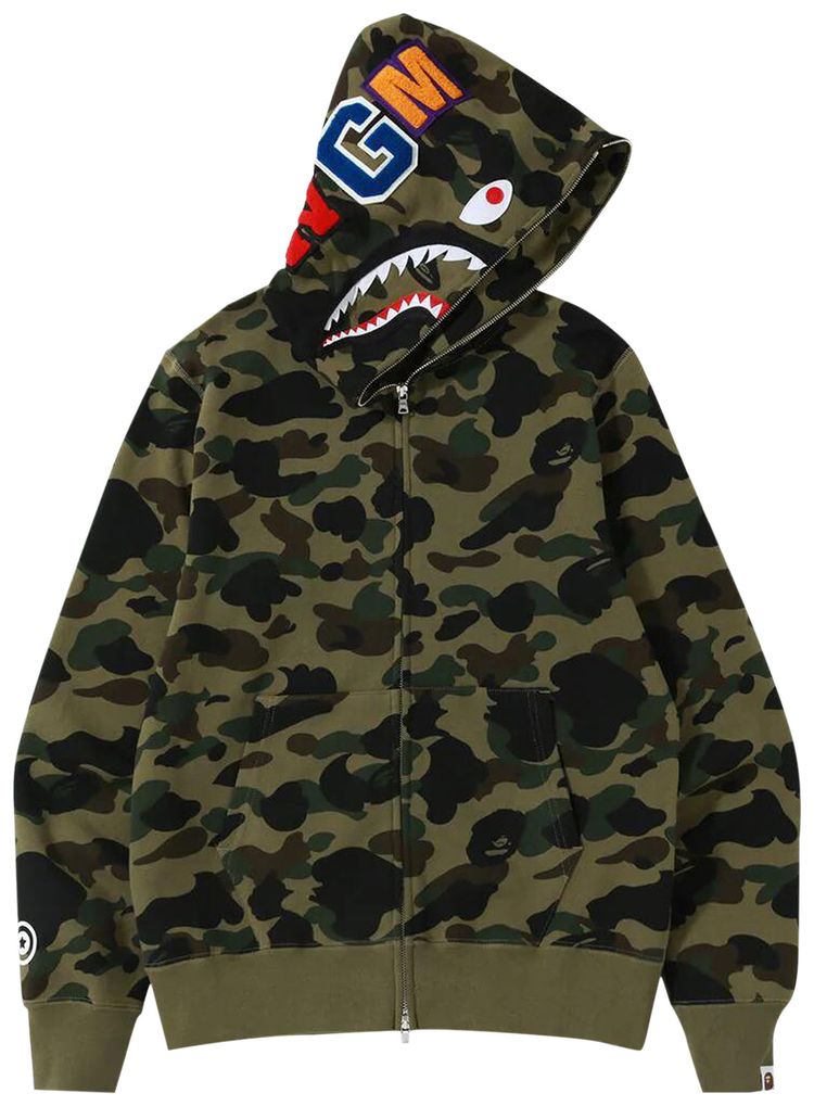 BAPE 1st Camo Shark Full Zip Hoodie Green
