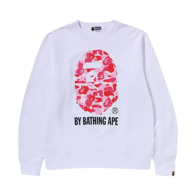 BAPE ABC Camo By Bathing Ape Organic Crewneck Sweatshirt WhitePink