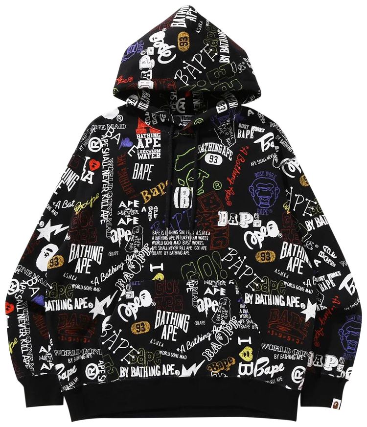 BAPE Hand Draw Pullover Hoodie Black