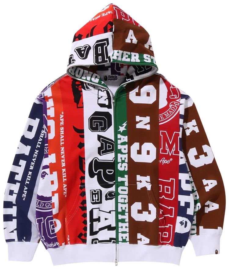 BAPE Fans Scarf Full Zip Hoodie Multicolor