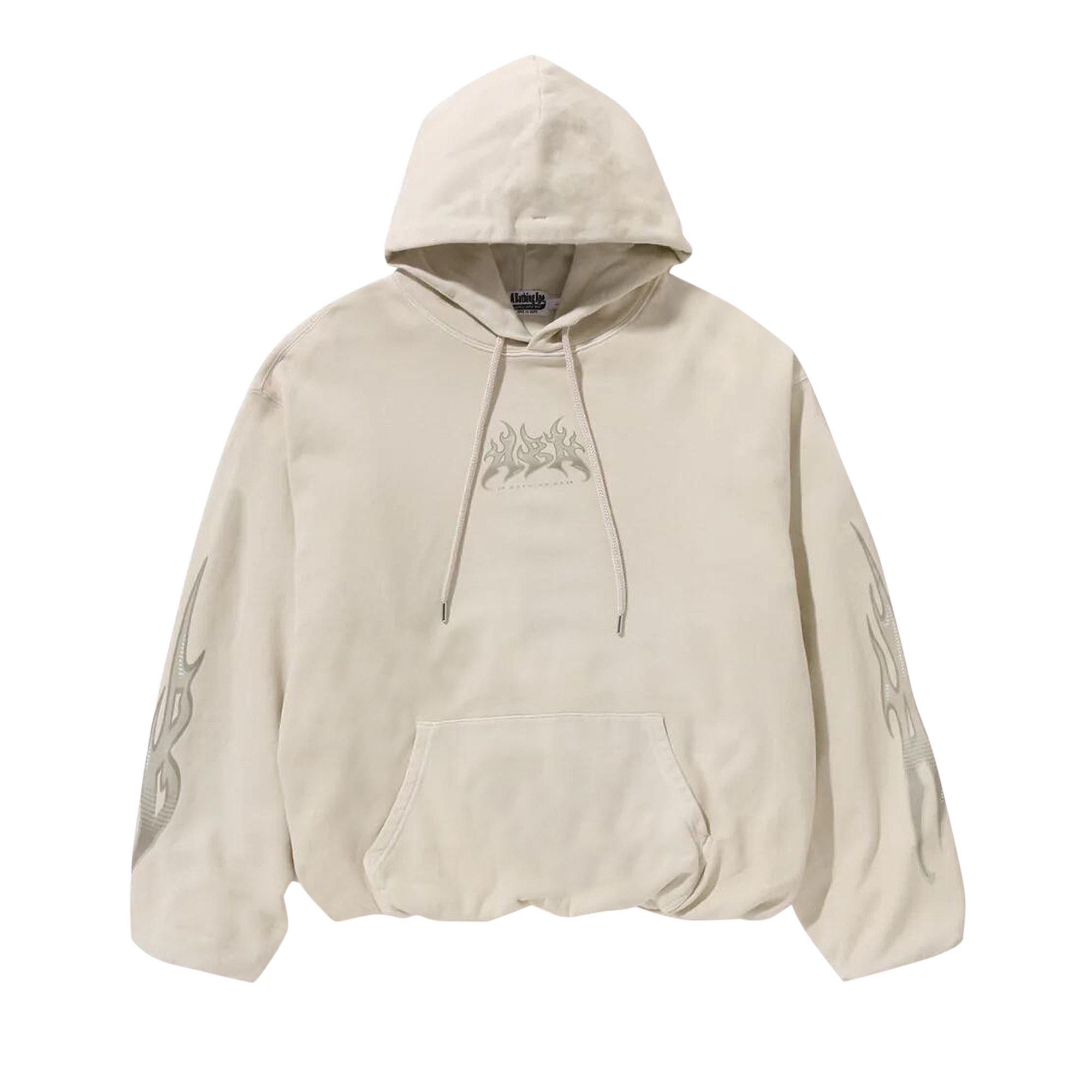 Size xl BAPE Flame Garment Dyed Pullover Hoodie Ivory