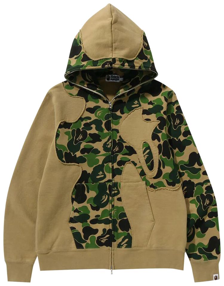 BAPE ABC Camo Patchwork Full Zip Hoodie Green