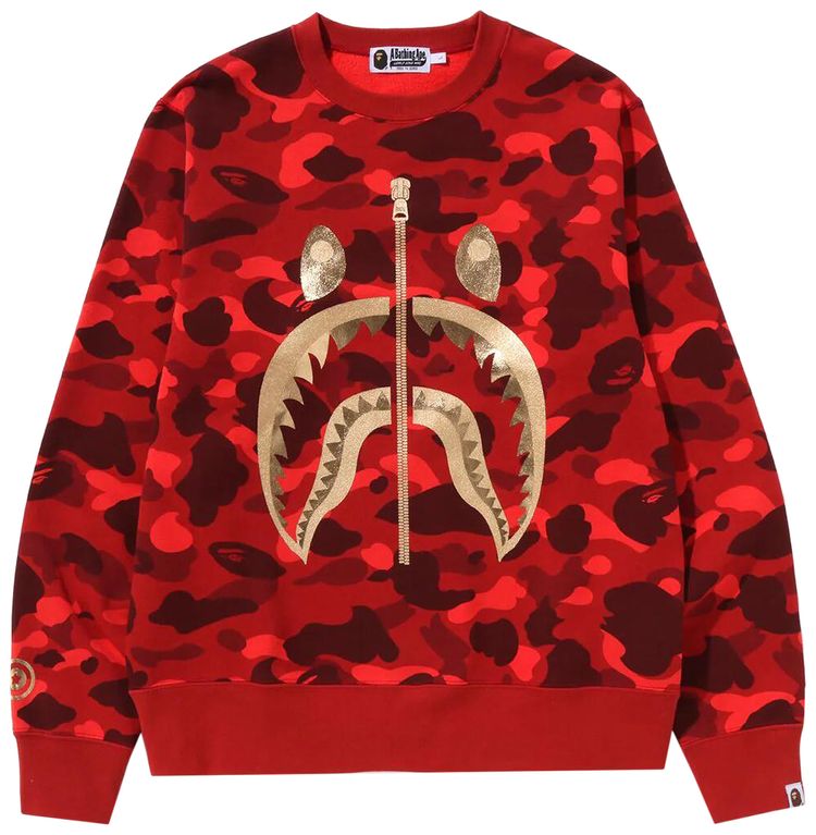 BAPE Color Camo Shark Crewneck Red