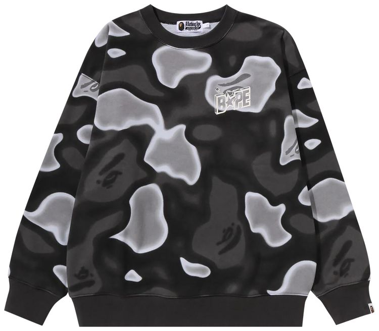 BAPE Liquid Camo Sta Relaxed Fit Crewneck Sweat Black
