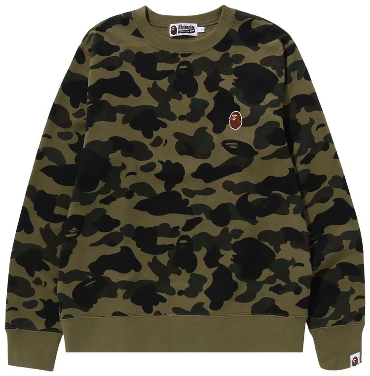 BAPE 1st Camo One Point Crewneck Green