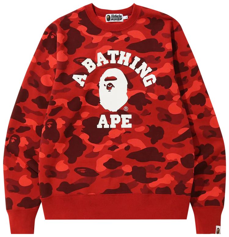 BAPE Color Camo College Crewneck Red