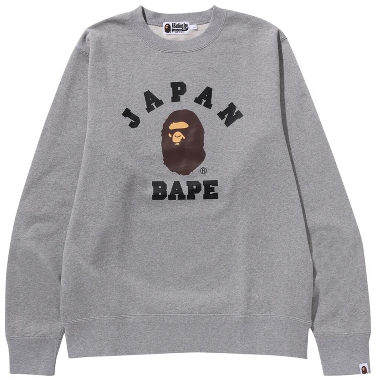 Buy BAPE Japan College Crewneck 'Grey' - 1J72 113 005 GREY | GOAT