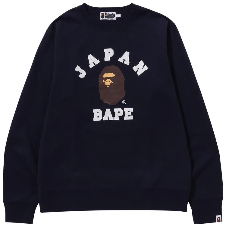Buy BAPE Japan College Crewneck 'Navy' - 1J72 113 005 NAVY | GOAT