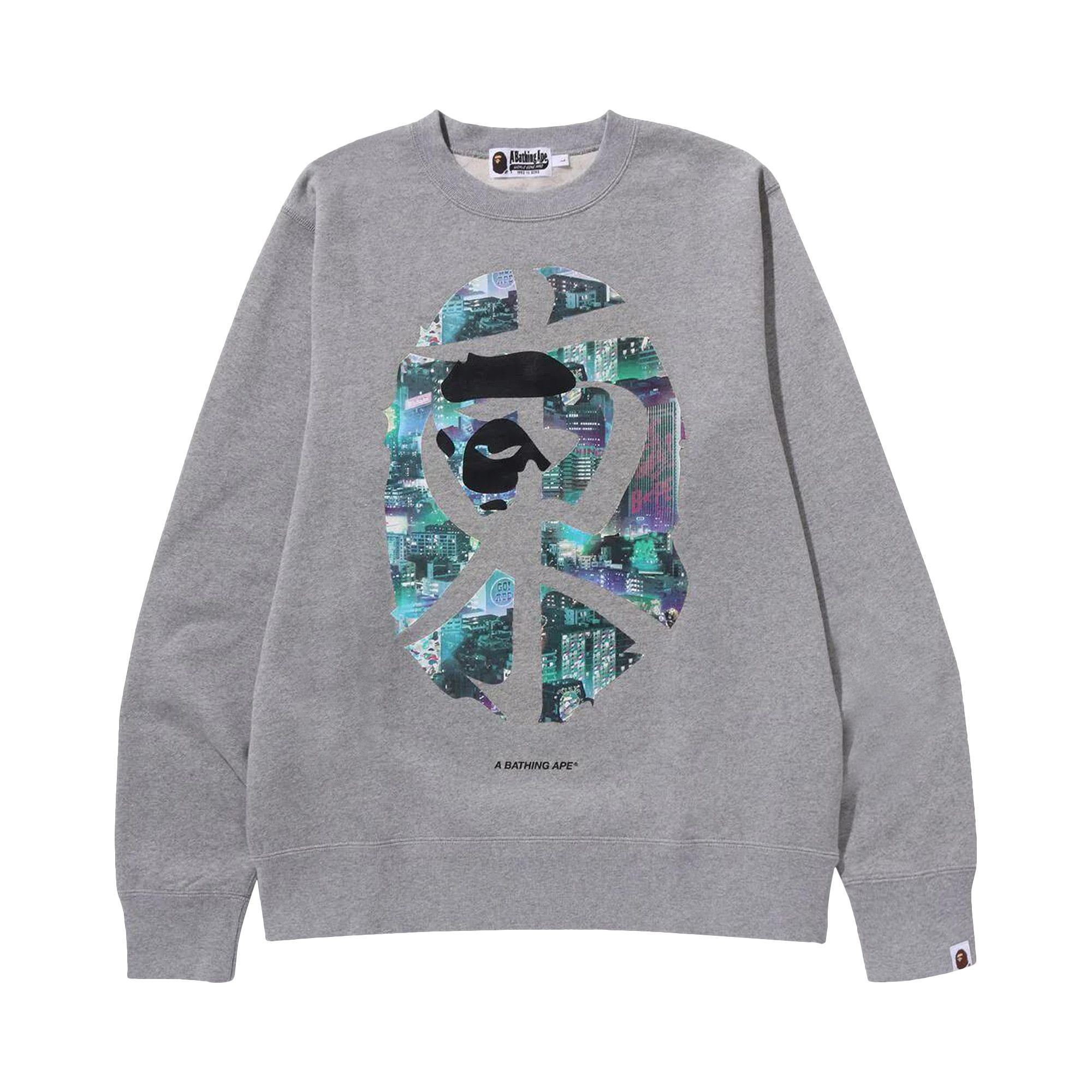 Size l BAPE Neon Tokyo Crewneck Grey