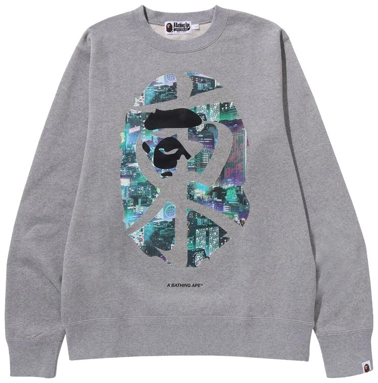 Buy BAPE Neon Tokyo Crewneck 'Grey' - 1J72 113 006 GREY | GOAT