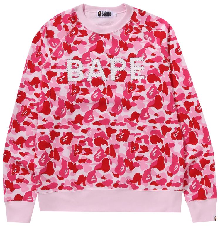 Buy BAPE ABC Camo Crystal Stone Crewneck 'Pink' - 1J80 113 008 PINK | GOAT