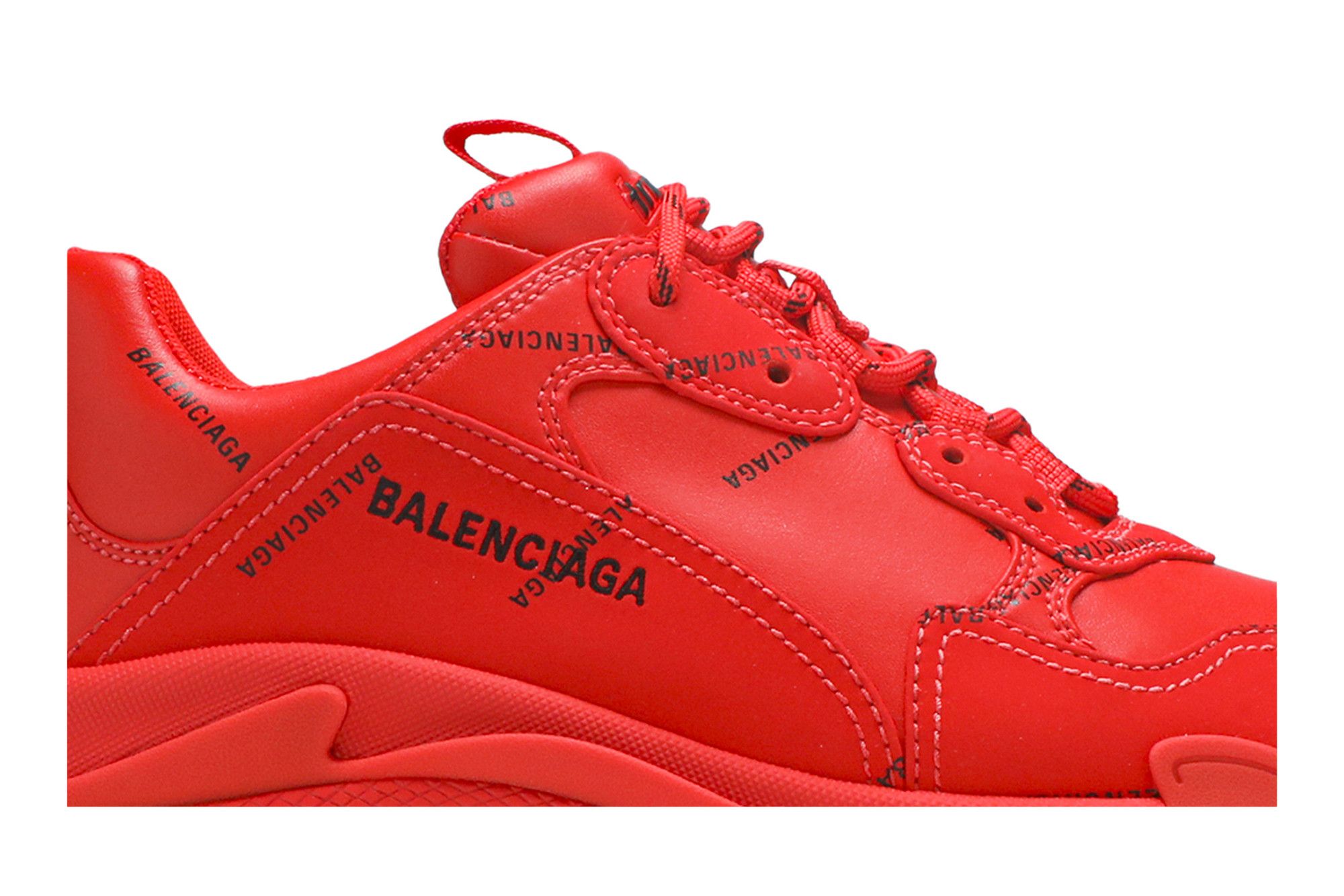 Size 7.0 Balenciaga Triple S Sneaker Allover Logo Red