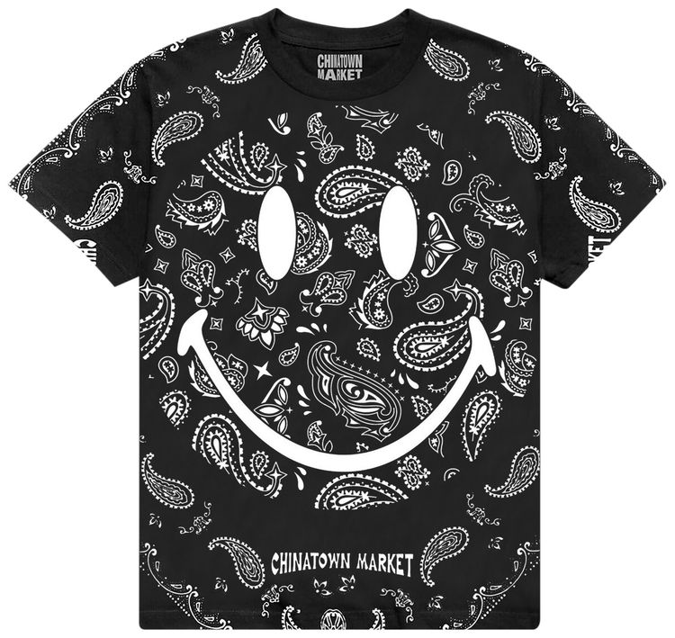 Chinatown Market Smiley Paisley Tee Black