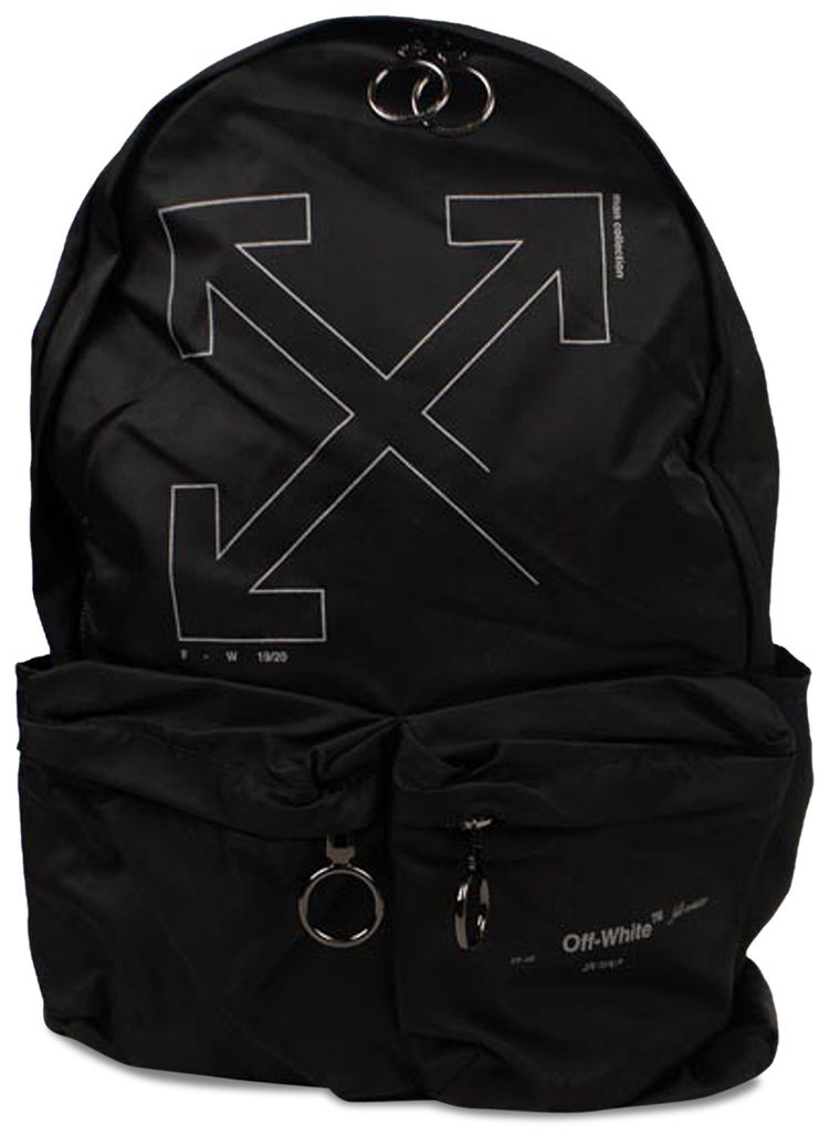 Off White Unfinished Backpack Black  Silver