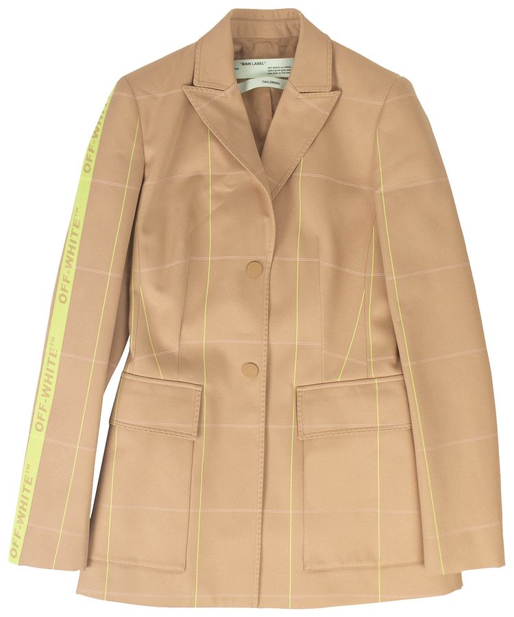 Off White Fluorescent Detail Blazer Light Brown