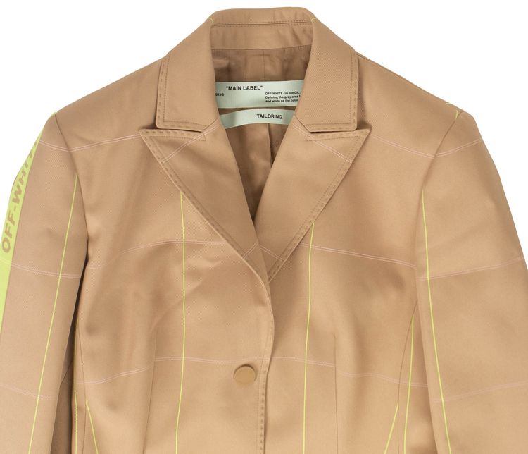 Off White Fluorescent Detail Blazer Light Brown