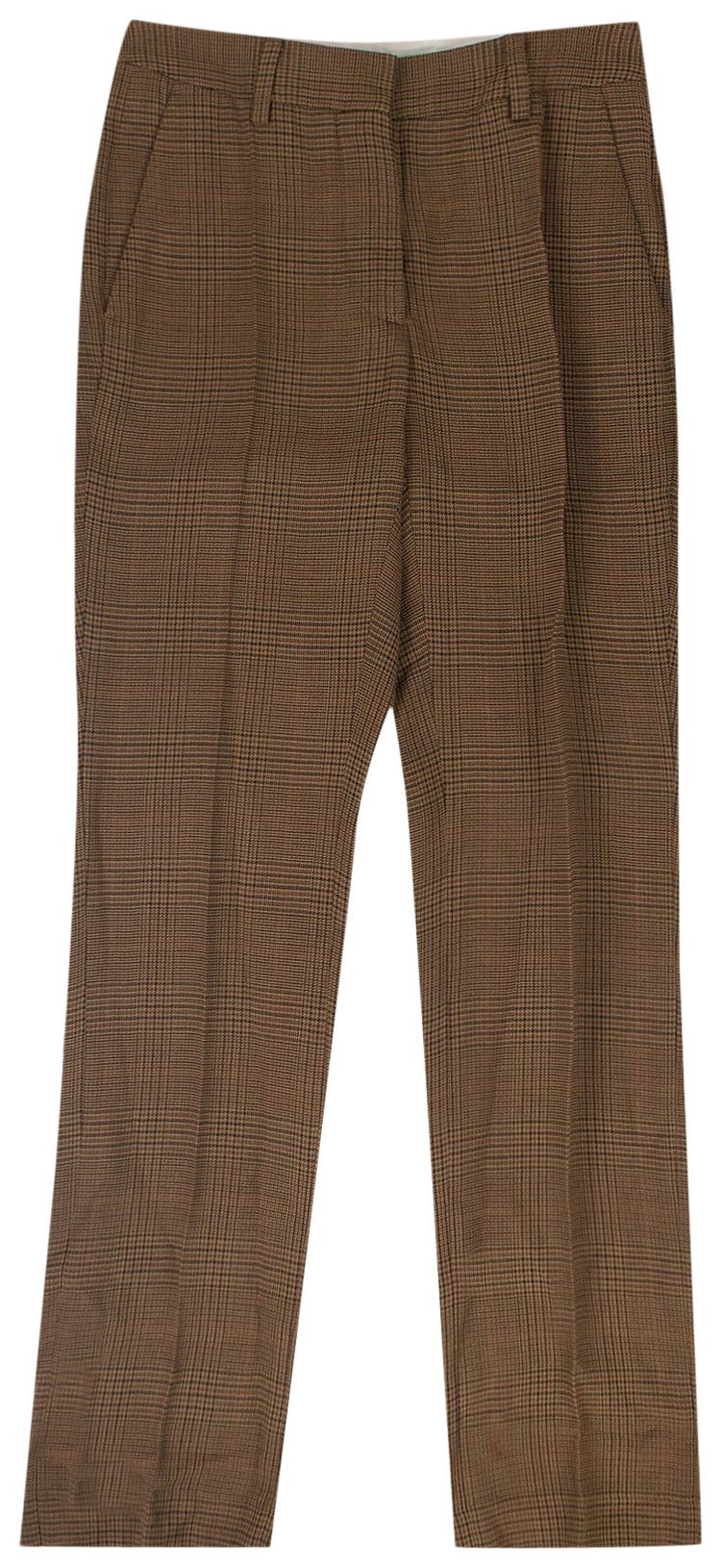 Off White Plaid Trouser Brown