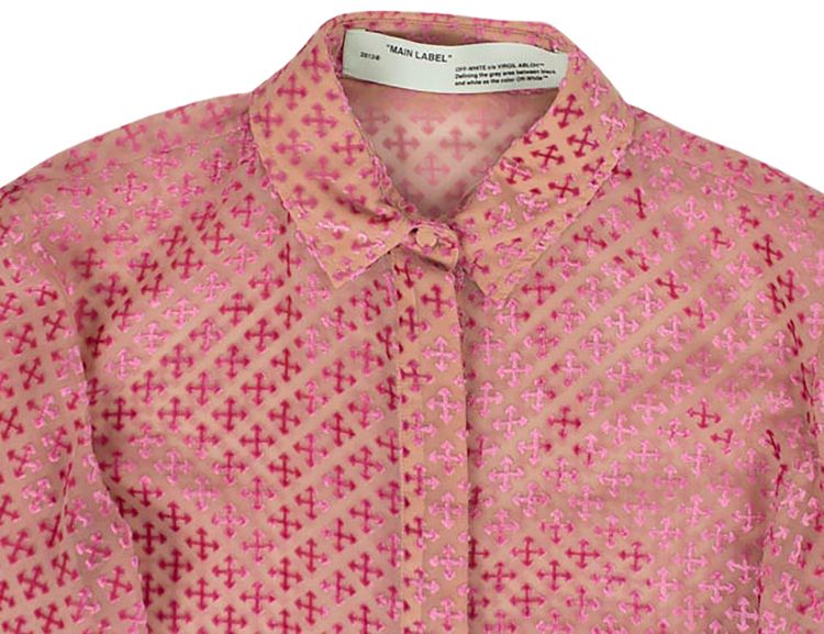 Off White Sheer Logo Shirt Pink