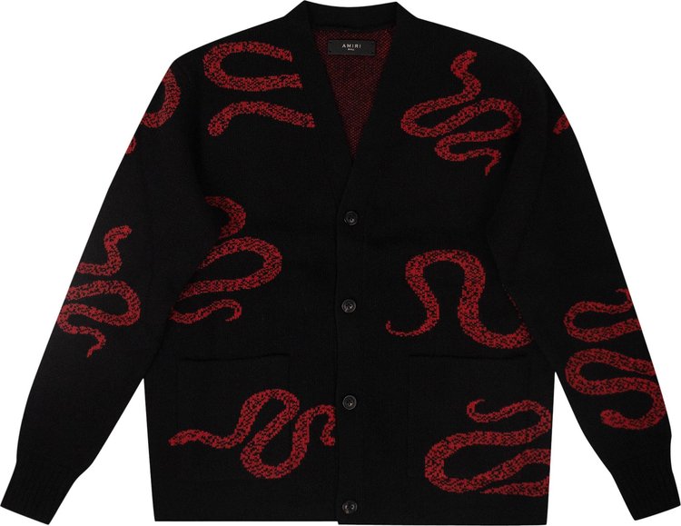 Amiri Snake Cardigan Sweater 'Black/Red'