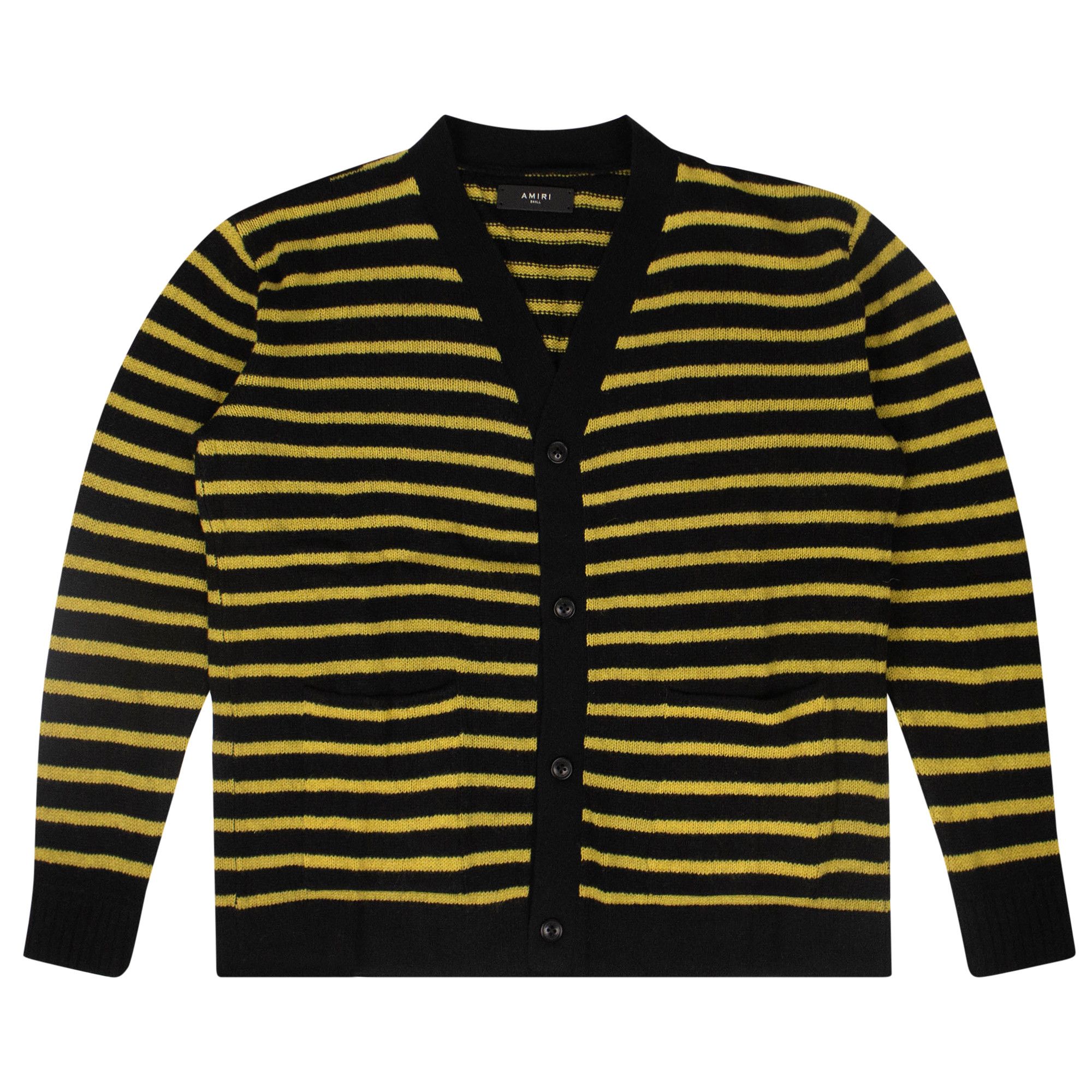 Buy Amiri Thin Striped Cardigan Sweater 'Black/Yellow
