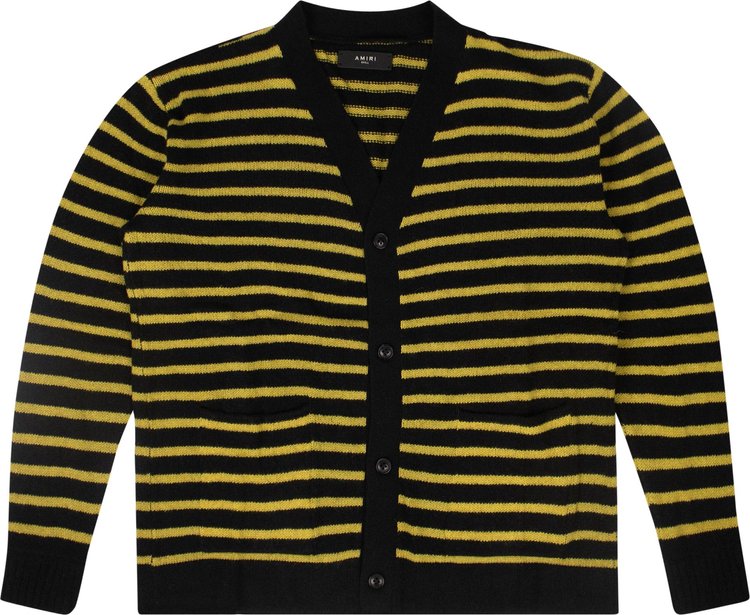 Amiri Thin Striped Cardigan Sweater 'Black/Yellow'