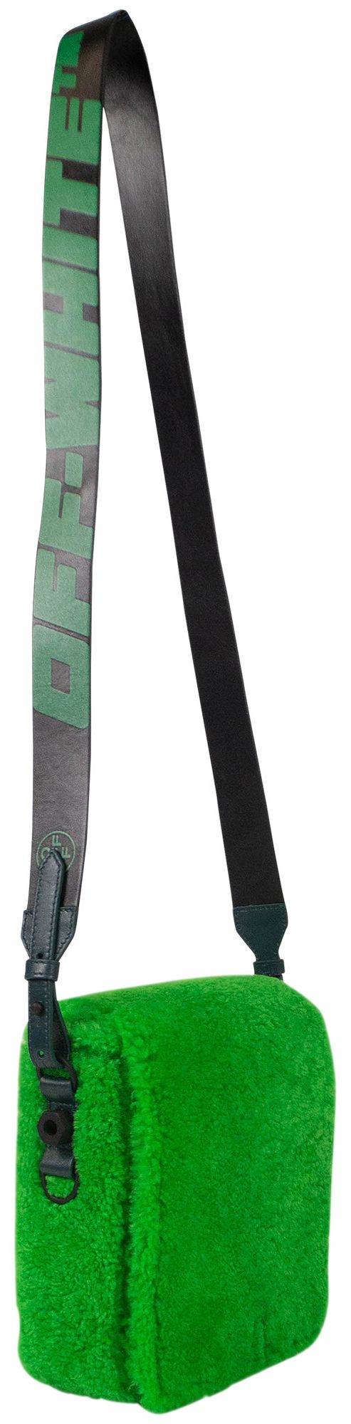 Off White Fuzzy Binder Messenger Bag Green