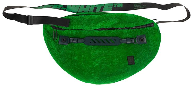 Off White Furry Logo Crossbody Bum Bag Green