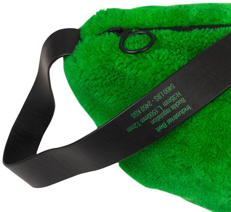 Off White Furry Logo Crossbody Bum Bag Green
