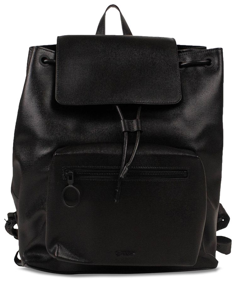 Off White Leather Binder Backpack Black
