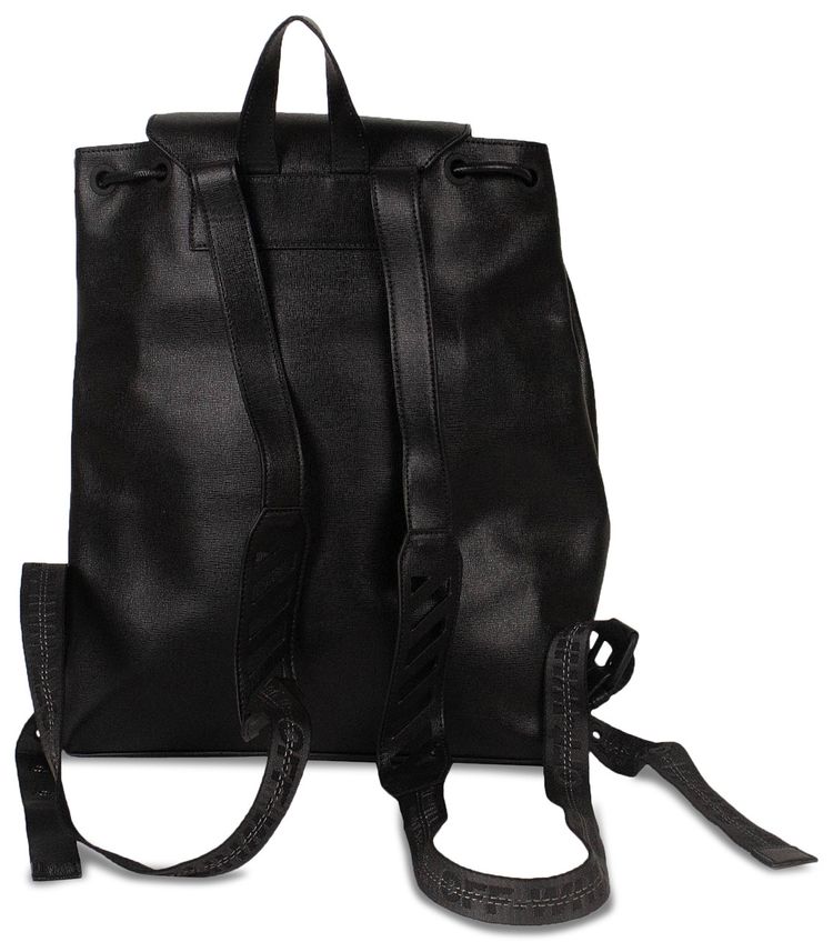 Off White Leather Binder Backpack Black