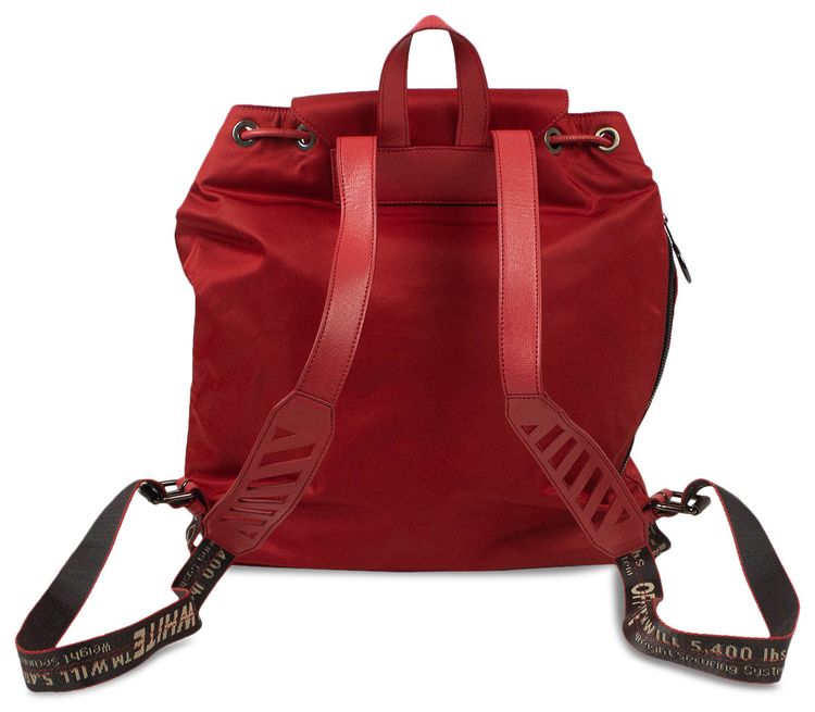Off White Drawstring Backpack Red