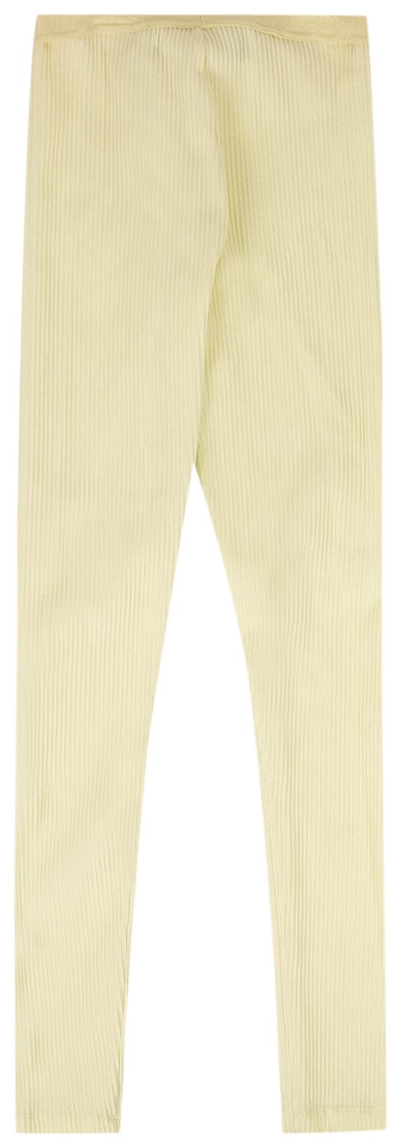 Off White Jersey Ribbed Leggings Yellow
