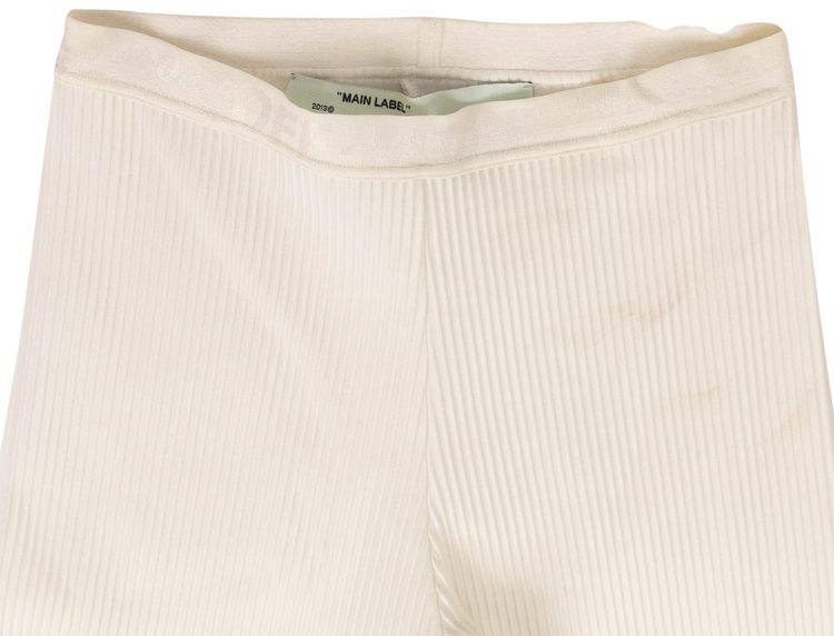 Off White Ribbed Leggings White