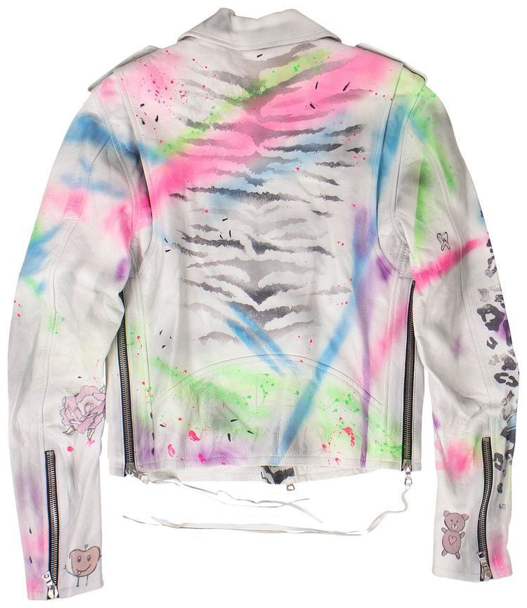 Amiri Graffiti Biker Jacket White