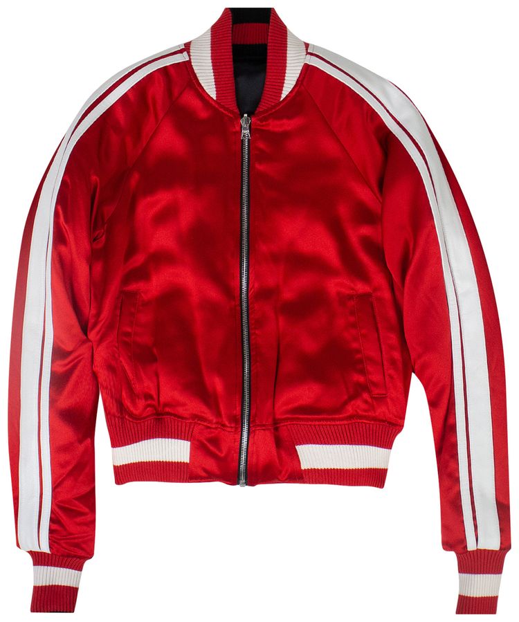 Amiri Silk Reverse Track Bomber Jacket RedBlack